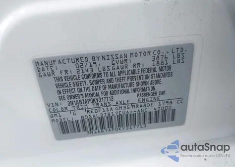 2019 Nissan Sentra Sv from USA, damaged, VIN 3N1AB7AP0KY317713